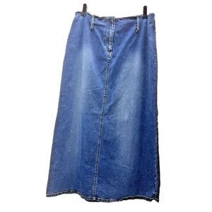 Rock and Rose maxi denim skirt women blue western country stretch open back 13.